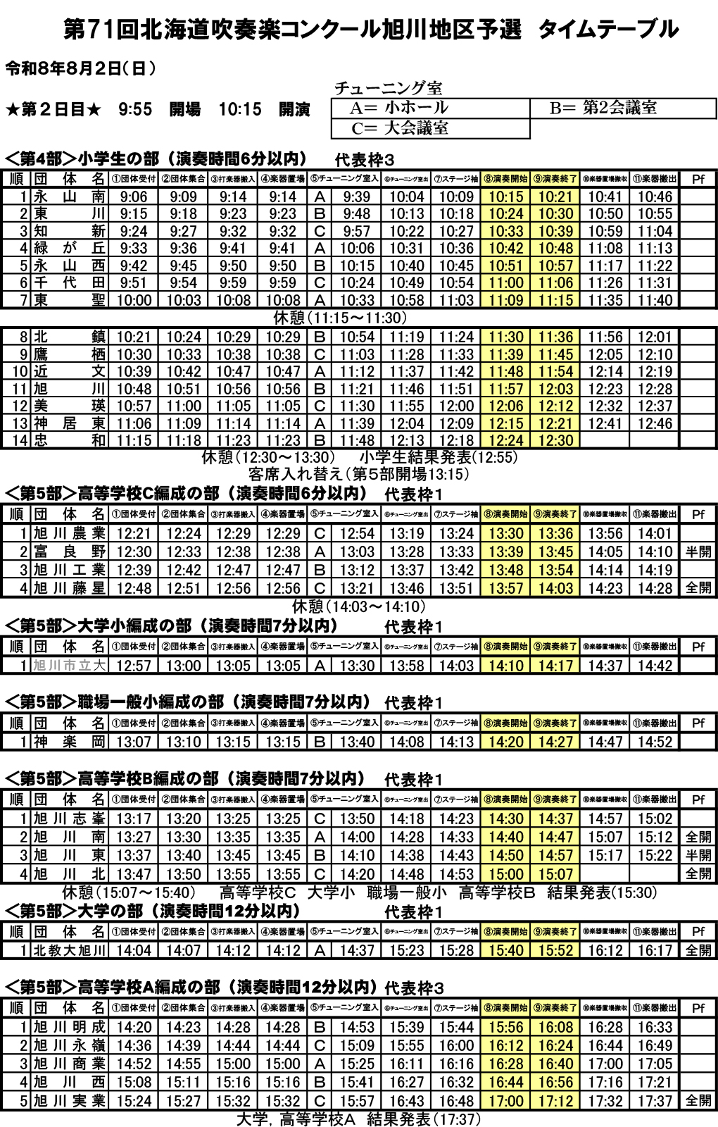 タイムテーブル2日目